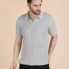 1R5A1182 GREY CABLE KNIT POLO