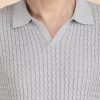 1R5A1185 GREY CABLE KNIT POLO