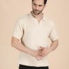 1R5A1193 BEIGE CABLE KNIT POLO