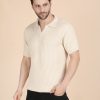 1R5A1195 BEIGE CABLE KNIT POLO