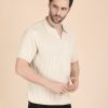 1R5A1196 BEIGE CABLE KNIT POLO