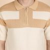 1R5A1211 BEIGE ZIPPER KNIT POLO