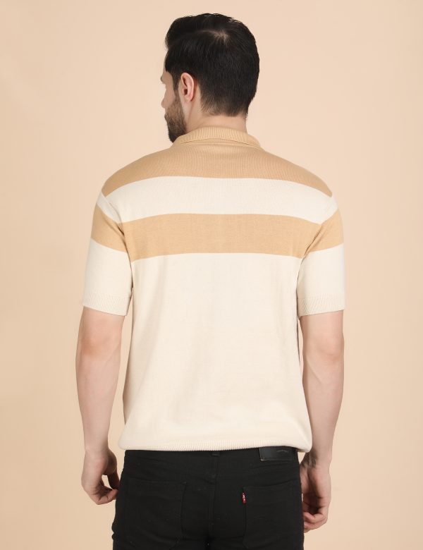 1R5A1212 BEIGE ZIPPER KNIT POLO