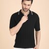 1R5A1273 BLACK RIBBED POLO KNIT