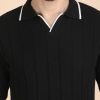 1R5A1278 BLACK RIBBED POLO KNIT