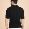 1R5A1279 BLACK RIBBED POLO KNIT