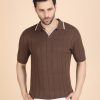 1R5A1285 BROWN RIBBED POLO