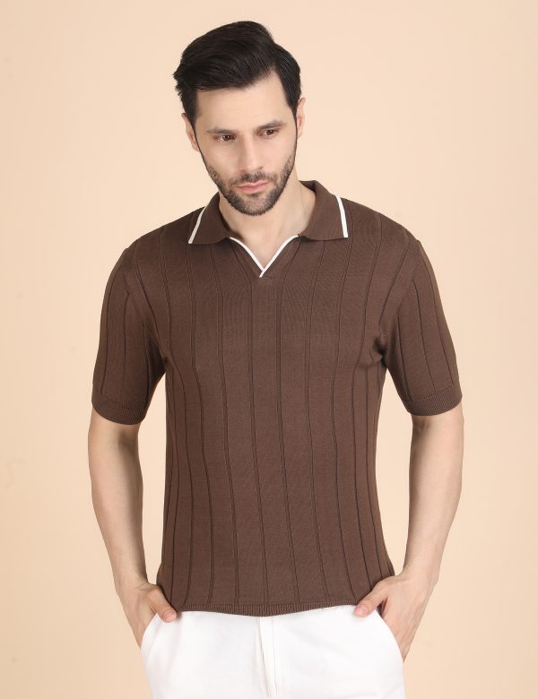 1R5A1285 BROWN RIBBED POLO