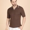 BROWN RIBBED POLO