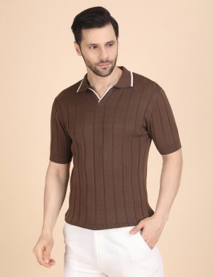 1R5A1288 BROWN RIBBED POLO