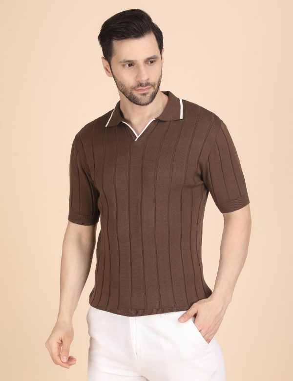 1R5A1288 BROWN RIBBED POLO