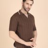 1R5A1289 BROWN RIBBED POLO
