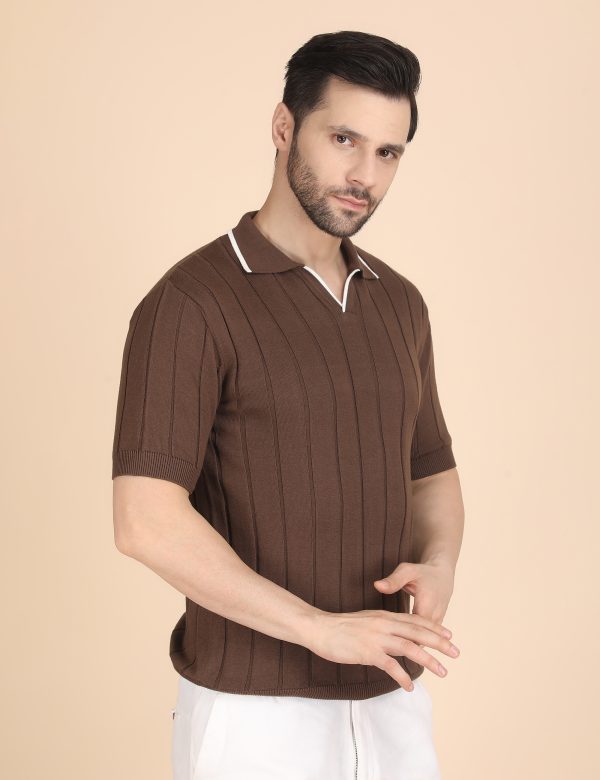 1R5A1289 BROWN RIBBED POLO