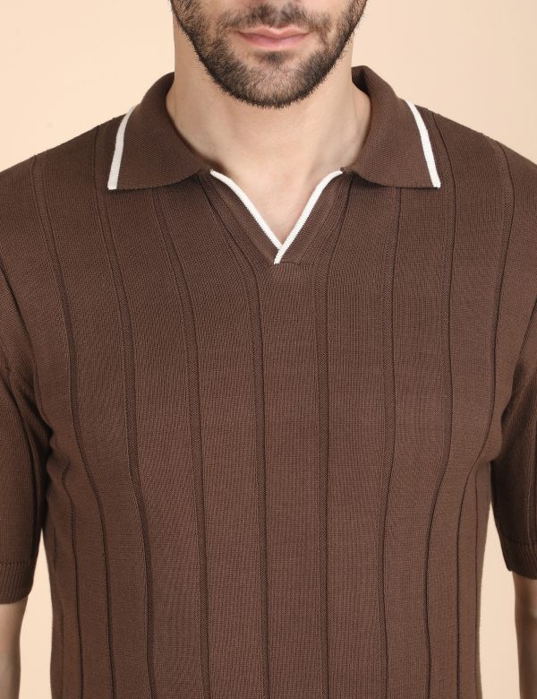 1R5A1291 BROWN RIBBED POLO