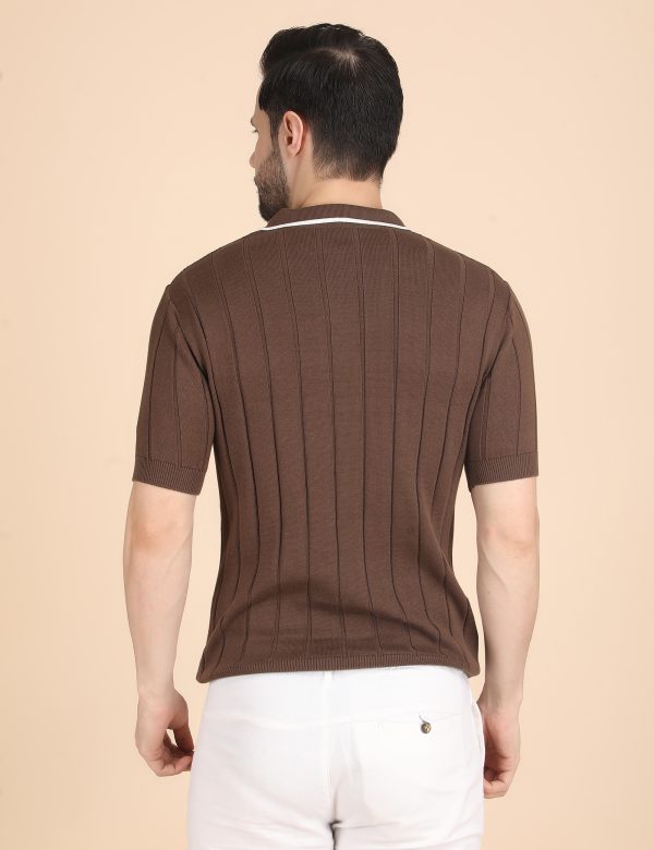 1R5A1292 BROWN RIBBED POLO
