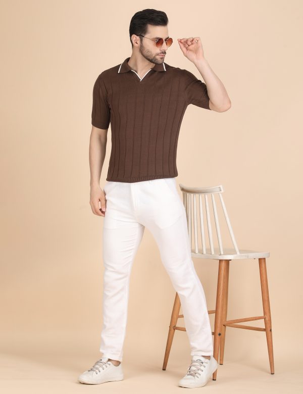 1R5A1297 BROWN RIBBED POLO