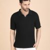 1R5A1298 BLACK CABLE KNIT POLO