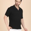 1R5A1303 BLACK CABLE KNIT POLO