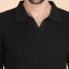 1R5A1304 BLACK CABLE KNIT POLO