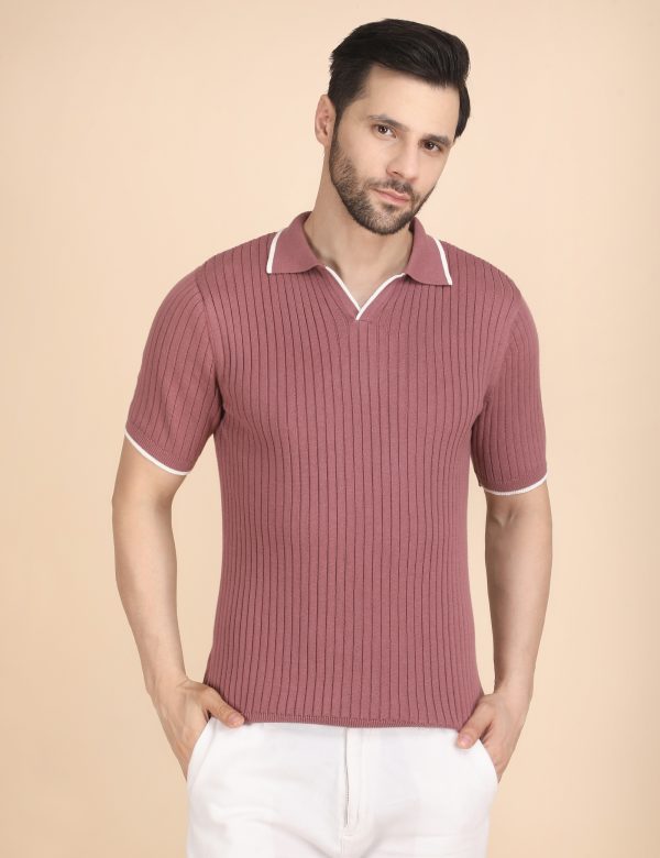 1R5A1337 CAMEO PINK RIBBED POLO