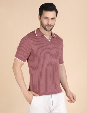 1R5A1341 CAMEO PINK RIBBED POLO