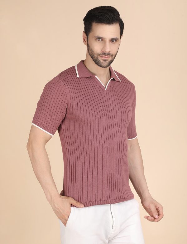 1R5A1341 CAMEO PINK RIBBED POLO
