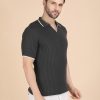 1R5A1353 GREY RIBBED POLO KNIT