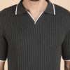 1R5A1355 GREY RIBBED POLO KNIT