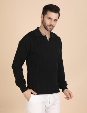 1R5A1379 BLACK RIBBED FULL SLEEVES(PRE-WINTER)