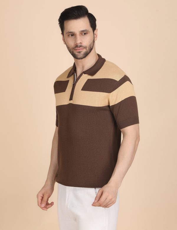 DARK BROWN ZIPPER POLO
