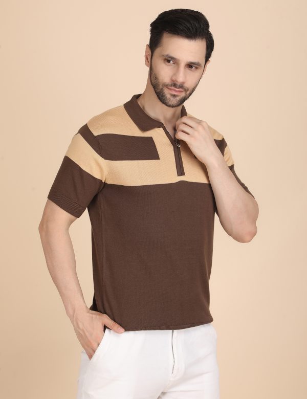 DARK BROWN ZIPPER POLO