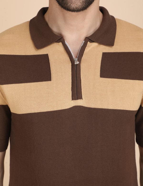 DARK BROWN ZIPPER POLO