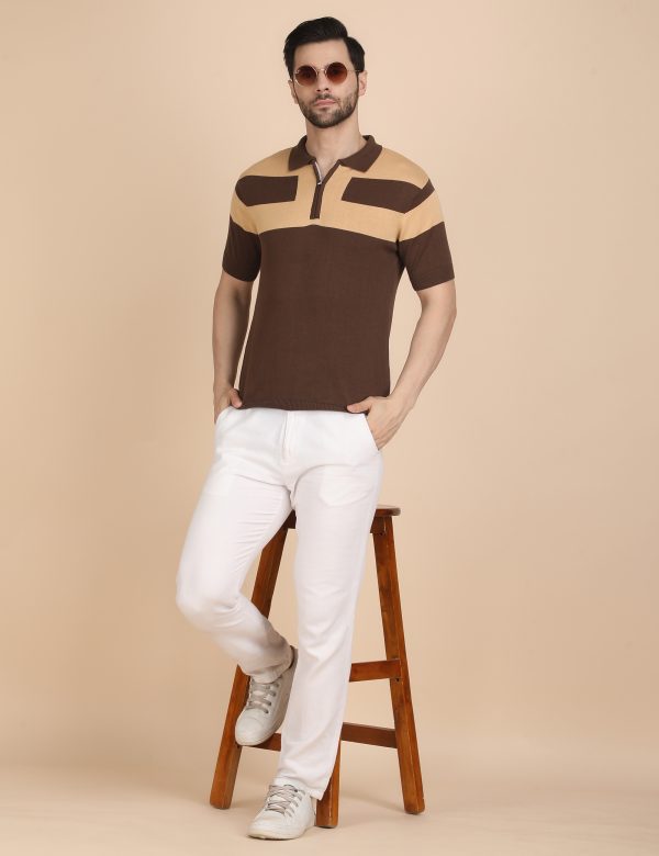 DARK BROWN ZIPPER POLO